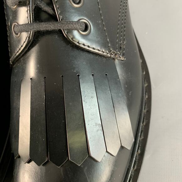 ALEXANDER MCQUEEN Size 10 Black Leather Fringed Tread Sole Lace-Up Shoes - Picture 10 of 12